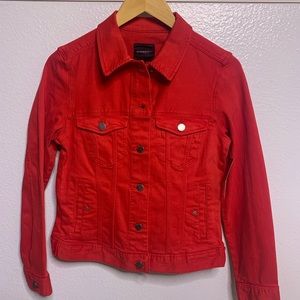 Red denim jacket
